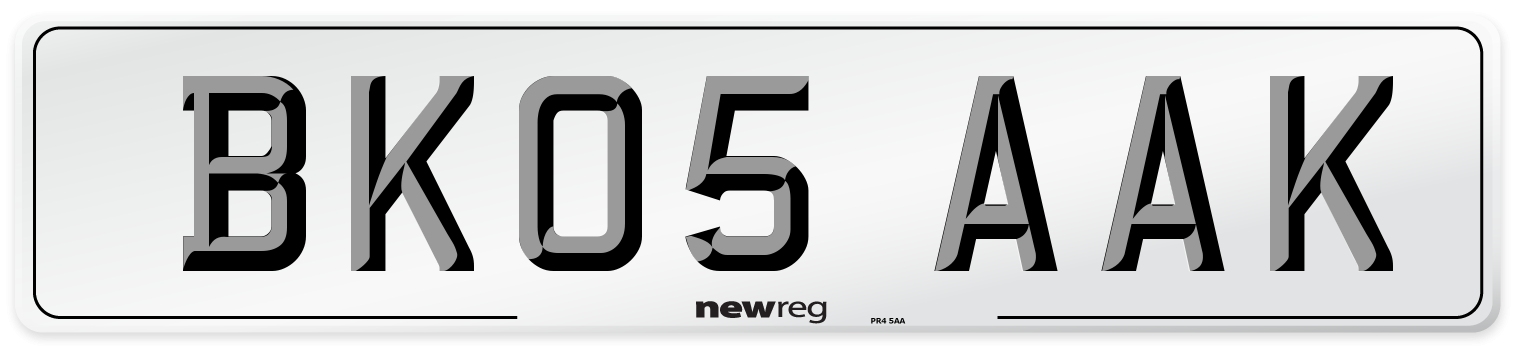 BK05 AAK Number Plate from New Reg